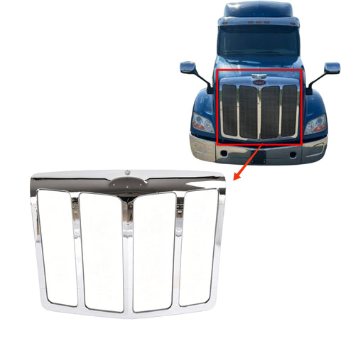 GA-PE-009A Chrome Grille Grill w/o Bug Screen for No Logo For Peterbilt 579 2013 2014 2015 2016 2017 2018 2019 2020 2021 2022