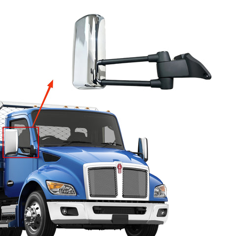 GA-KW-072B-R Right Passenger Side Door Mirror Chrome Assy For Kenworth T180 T280 T380 T480