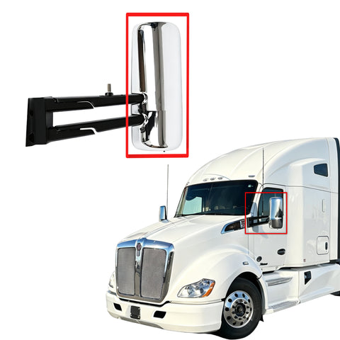 GA-KW-023-1A-L=GA-KW-055-1A-L Door Mirror Cover Chrome LH R22-6298-300 For Kenworth T680/880  2005 2006 2007 2008 2009 2010 2011 2012 2013 2014 2015 2016 2017 2018 2019 2020 2022 2023 2024 2025 2026