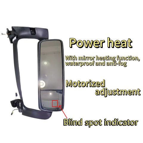 GA-V-129A-Complete-R Door Mirror Complete With Bracket Chrome Cover Right Side For Volvo VNL 2018-2024