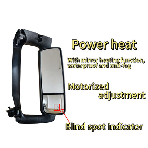 GA-V-129B-Complete-R Door Mirror Complete With Mirror Bracket Black Cover Right Side For Volvo VNL 2018-2024