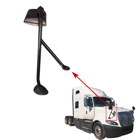 GA-IN-018A-R Complete Black Hood Mirror W/ARM Right Passenger Side For International Prostar