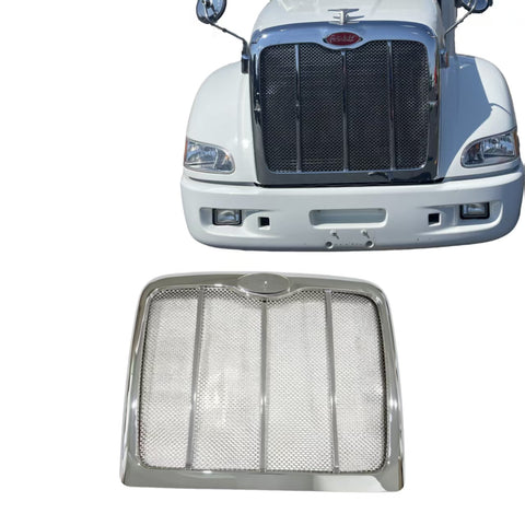 GA-PE-046 Replacement Chrome Plastic Grille w/ Bug Screen For Peterbilt 386