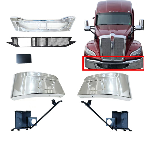 GA-KW-079C Steel Bumper Assy W/O Foglamp Hole W/Bracket For Kenworth T680 Next GEN 2022 2023 2024 2025 2026