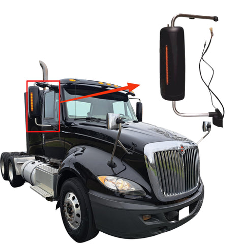GA-IN-024B-R Black Door Mirror W/Arm RH For International Prostar