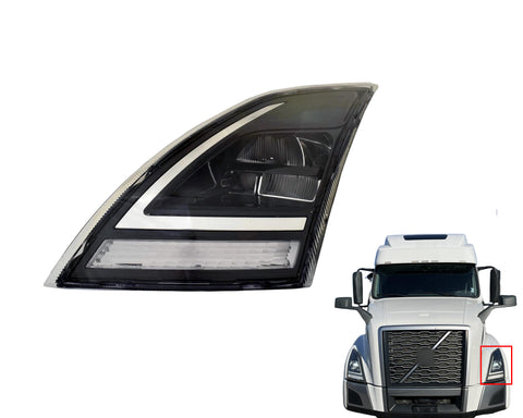 GA-V-096B-L Black Reflective LED Headlight W/O DRL W/LED Control Module Left Side For Volvo VNR&VNL  2018 2019 2020 2021 2022 2023
