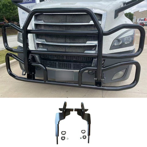 GA-DGCAS-3-S-CAS Black Deer Guard Bumper PVC with Bracket for Freightliner Cascadia 2018-2024