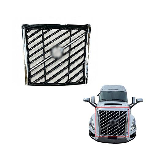 GA-V-116B Complete Platnum Black Grille Complete W/Logo W/ Chrome Trim Moulding For Volvo VNL 2025+