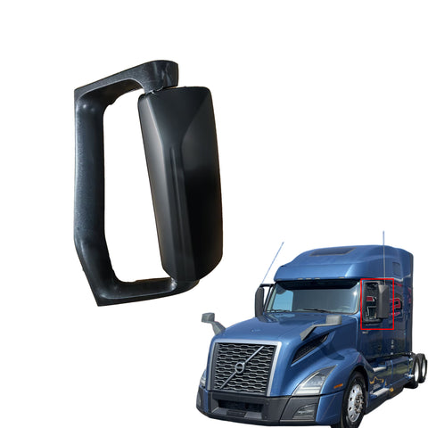 GA-V-129B-Complete-L Door Mirror Complete With Mirror Bracket Black Cover Left Side For Volvo VNL 2018-2024