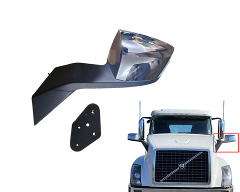 GA-V-012B-L Chrome Hood Mirror Driver Side Black Fits VOLVO VNL 2004 2005 2006 2007 2008 2009 2010 2011 2012 2013 2014 2015 2016 2017 HOOD Manual Mirror