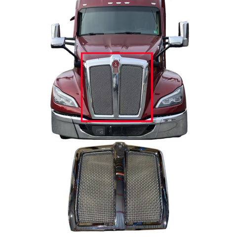 GA-KW-052 Chrome Grille w/ Bug Screen For Kenworth T680 Next Gen 2022 2023 2024 2025