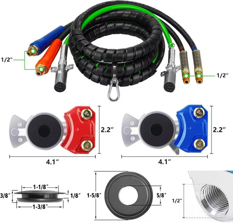 GA-RP301-12-B 12Ft 3 in 1 ABS & Air Power Line Hose Kit Wrap 7 Way Electrical Cable and Airlin