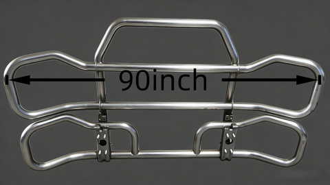 GA-DGCAS-3    Silver Deer Guard Bumper 90in with Bracket for Freightliner Cascadia 2018-2024