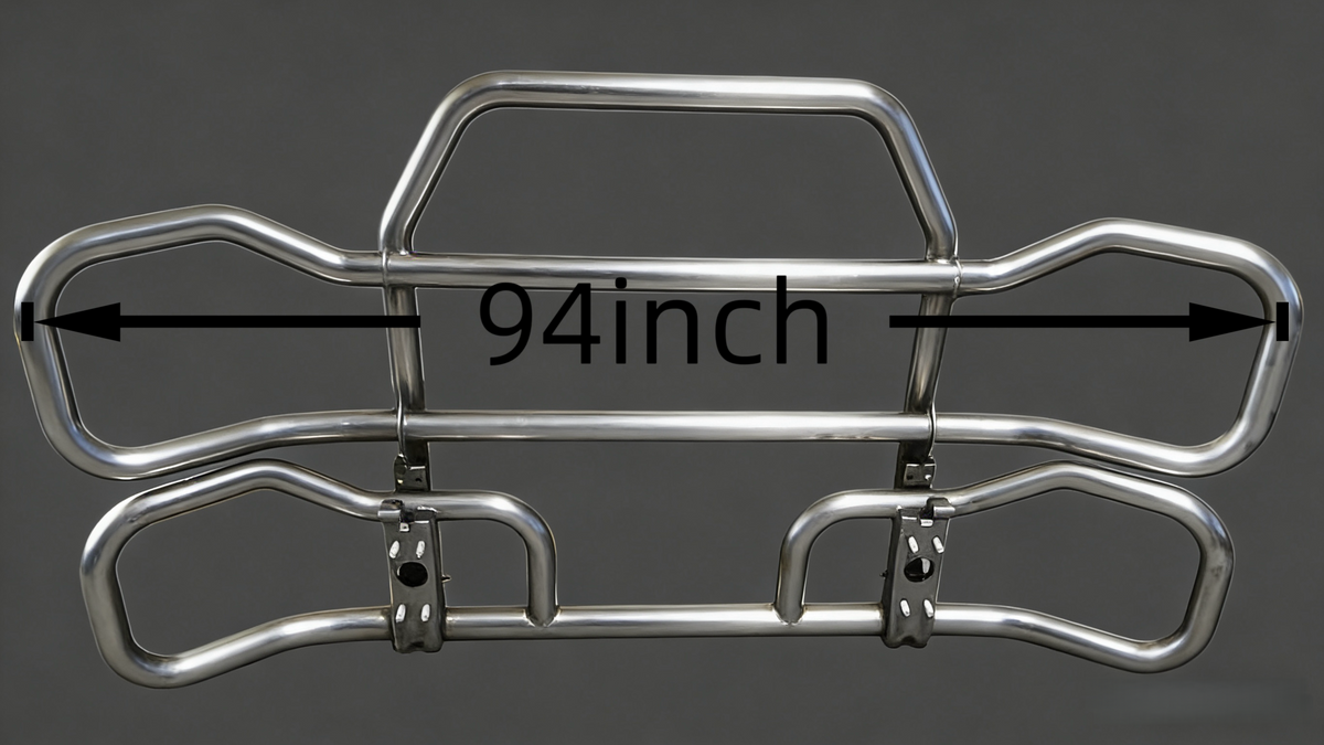 GA-DGCAS-2    Silver Deer Guard Bumper 94in with Bracket for Freightliner Cascadia 2018-2024