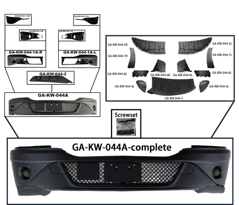 GA-KW-044A-COMPLETE KENWORTH T680 NEXT GEN 2022 2023 2024 2025 BUMPER COMPLETE PAINT W/0 FOG LAMP HOLE