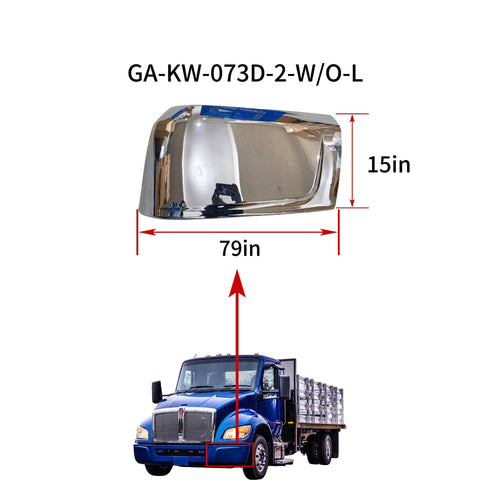 GA-KW-073D-2-W/O-L Corner Bumper Steel Chrome W/O Hole Left Side For Kenworth T480 2021 2022 2023 2024 2025 2026