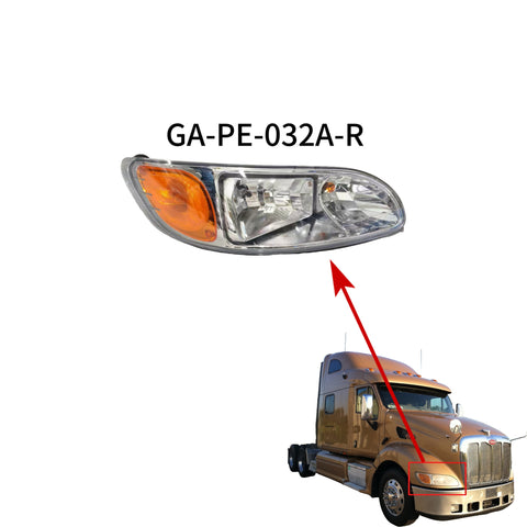 GA- PE-032A-RHead Lamp Silver Right Side For Peterbilt 587/387
