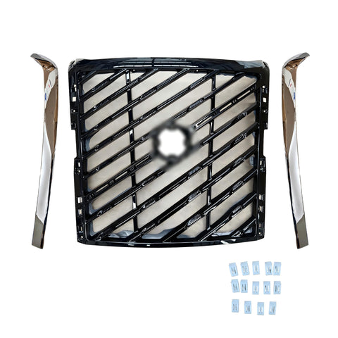 GA-V-116B Complete Platnum Black Grille Complete W/Logo W/ Chrome Trim Moulding For Volvo VNL 2025+