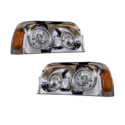 GA-FR-012D-Pair Chrome Cover Headlight Assy With Led Marker Pair For Freightliner Century 1996 1997 1998 1999 2000 2001 2002 2003 2004 2005 2006 2007 2008 2009 2010