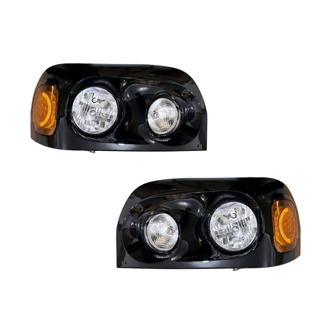 GA-FR-012C-Pair Black Cover Headlight Assy With Led Marker Pair For Freightliner Century1996 1997 1998 1999 2000 2001 2002 2003 2004 2005 2006 2007 2008 2009 2010