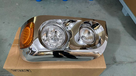 GA-FR-012D-Pair Chrome Cover Headlight Assy With Led Marker Pair For Freightliner Century 1996 1997 1998 1999 2000 2001 2002 2003 2004 2005 2006 2007 2008 2009 2010