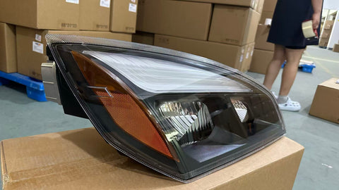 GA-FR-097-J-R Black LED Headlamp Right Passenger Side For Freightliner Cascadia 2018 2019 2020 2021 2022 2023 2024