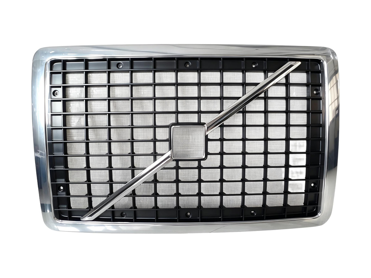 GA-V-007B Volvo VNL 2004 2005 2006 2007 2008 2009 2010 2011 2012 2013 2014 2015 Front Grille Chrome Frame With Bug screen and Mark