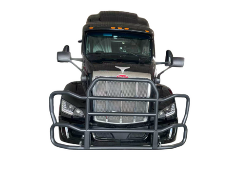 GA-DG048B-KT23 Black Deer Guard Bumper with Bracket for Kenworth T680 2022+ /Peterbilt 579 2023