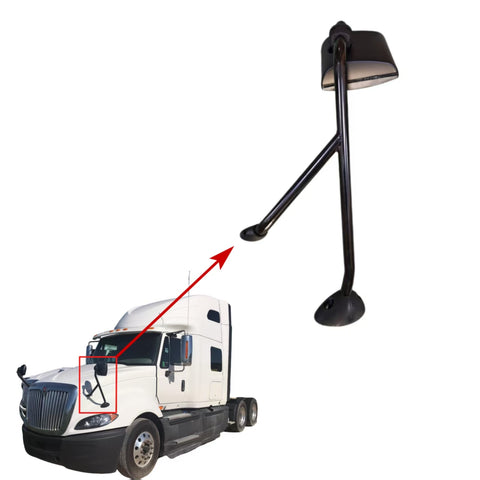 GA-IN-018A-L Complete Black Hood Mirror W/ARM Left Side For International Prostar