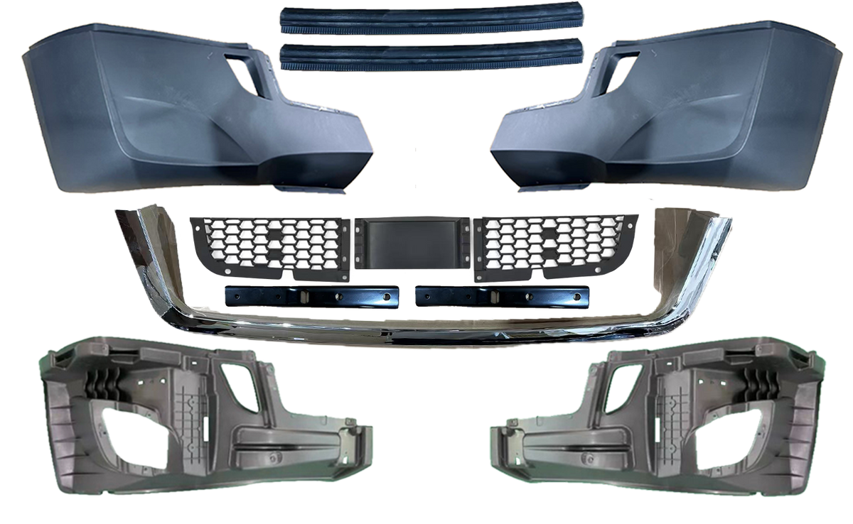 GA-FR-101D-1 Front Bumper Chrome Trim W/O Hole W/ Radar Cover Air Intak For Cascadia 18-24