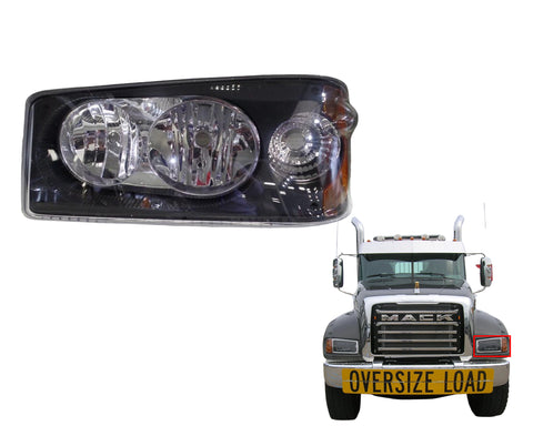 GA-MK-007-L FOR Mack GU4 GU5 GU7 GU8 TD700 HALOGEN HEADLIGHT ASSEMBLY WITH TURN LIGHT LH