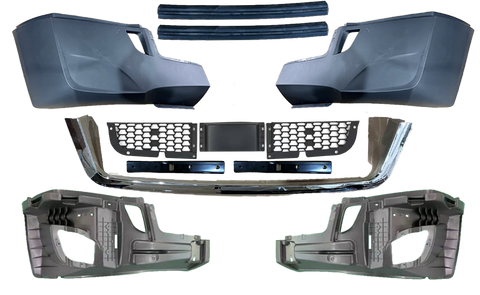 GA-FR-101D-1 Front Bumper Chrome Trim W/O Hole W/ Radar Cover Air Intak For Cascadia 18-24