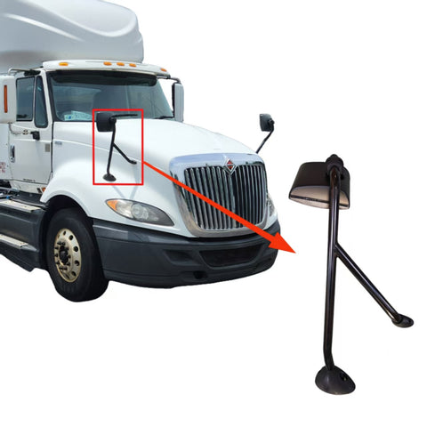 GA-IN-018A-R Complete Black Hood Mirror W/ARM Right Passenger Side For International Prostar