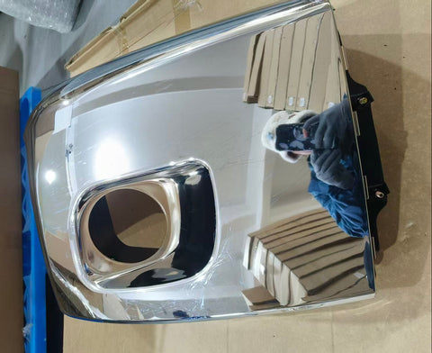 GA-PE-008D-L Chrome Corner Bumper With Fog Light Hole Left Side For Peterbilt 579 2013-2022