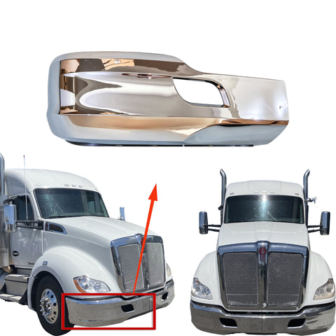 GA-KW-017B-R Chrome Plastic Bumper W/O Fog Lamp Hole RH Passenger Side for Kenworth T680 2012 2013 2014 2015 2016 2017 2018 2019 2020 2021