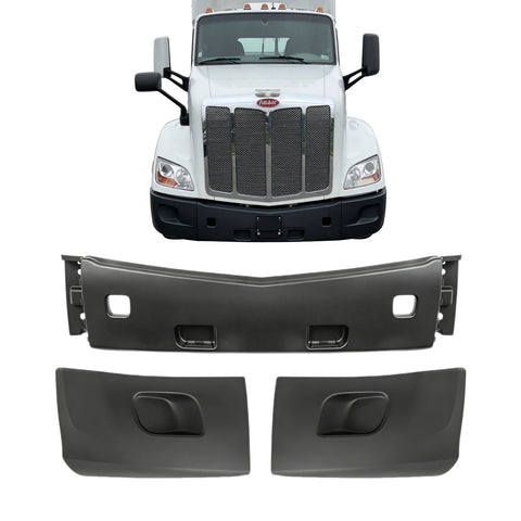 GA-PE-011A Peterbilt 579 Bumper Set 3 PCS without Fog Light Holes plastic 2013 2014 2015 2016 2017 2018 2019 2020 2021 2022