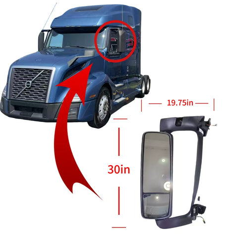 GA-V-129A Complete-L Door Mirror Complete With Bracket Chrome Cover Left Side For Volvo VNL 2018-2024