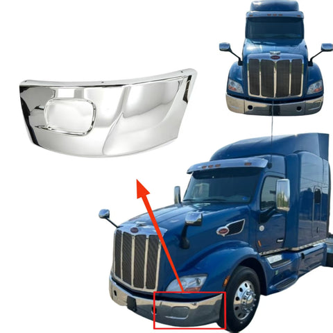 GA-PE-048-2C-L Steel Corner Bumper without Fog Lamp Hole Left Side For Peterbilt 579 2013 2014 2015 2016 2017 2018 2019 2020 2021 2022