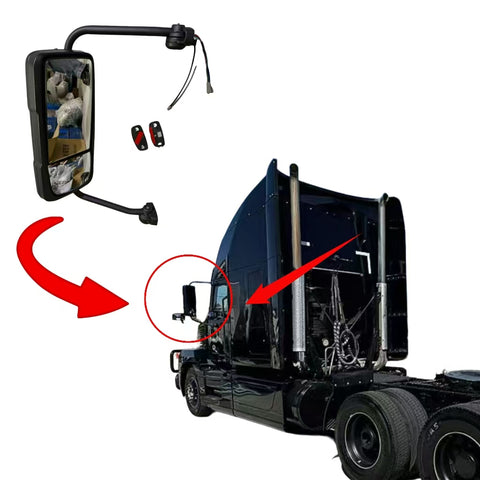 GA-MK-044B-L Black Door Mirror Assemblies W/Arms Left Side For Mack Anthem 2017+