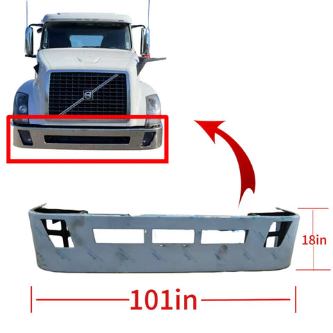 GA-V-104 Chrome Bumper With Foglamp Hole 18" For Volvo VNL 2015-2017