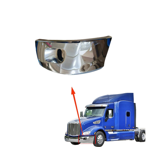 GA-PE-008D-L Chrome Corner Bumper With Fog Light Hole Left Side For Peterbilt 579 2013-2022
