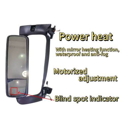 GA-V-129A-Complete-L Door Mirror Complete With Bracket Chrome Cover Left Side For Volvo VNL 2018-2024