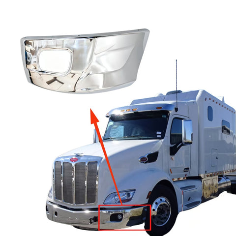 GA-PE-048-2A-L Steel Corner Bumper with Fog Lamp Hole Left Side For Peterbilt 579 2013 2014 2015 2016 2017 2018 2019 2020 2021 2022