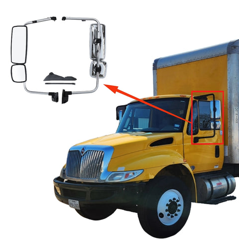 GA-IN-024C-L Chrome Door Mirror LH For International 4300 4200 2002 2003 2004 2005 2006 2007 2008 2009 2010 2011 2012 2013 2014 2015 2016 2017 2018