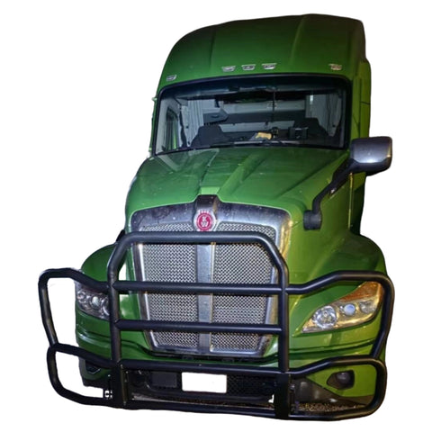 GA-DG048B-KT23 Black Deer Guard Bumper with Bracket for Kenworth T680 2022+ /Peterbilt 579 2023