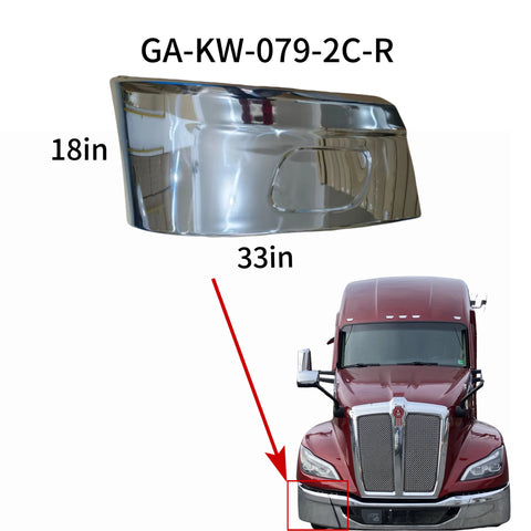 GA-KW-079-2C-R Corner Bumper Without Foglamp Hole Right Side For Kenworth T680 Next GEN 2022+
