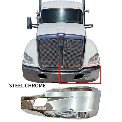 GA-KW-017C-L Chrome Steel Bumper Corner Left Driver Side For Kenworth T680 2012 2013 2014 2015 2016 2017 2018 2019 2020 2021
