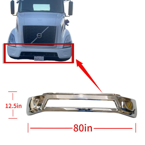 GA-V-105C Silver Chrome Center Replacement Bumper Without Fog Light Hole For Volvo VNR 2018 2019 2020 2021 2022 2023 2024 2025