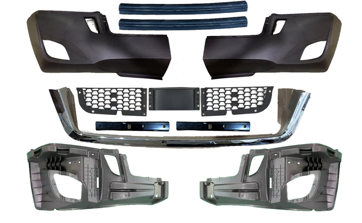 GA-FR-101C-1 Front Bumper W/ Radar Cover Air Intake&Hole Chrome Strip For Cascadia 2018-2024