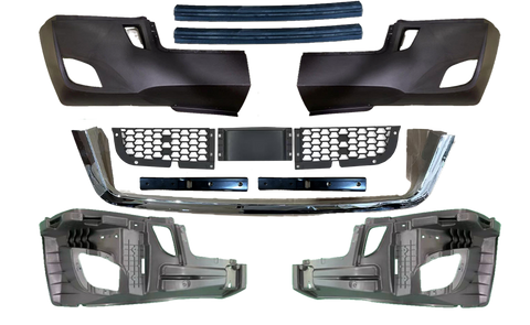 GA-FR-101C-1 Front Bumper W/ Radar Cover Air Intake&Hole Chrome Strip For Cascadia 2018-2024